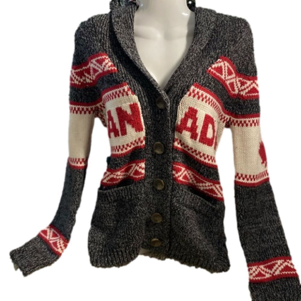 Bluenotes Canada Grey Button up Cardigan Sweater  (small)